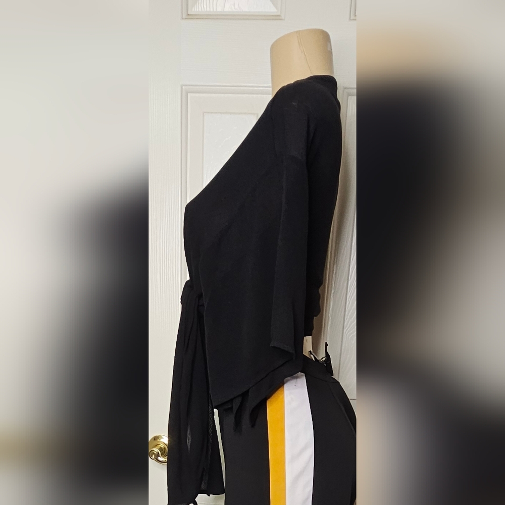 Black Tie-Front Top - Picture 2 of 4